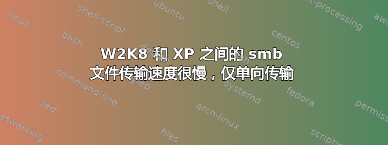 W2K8 和 XP 之间的 smb 文件传输速度很慢，仅单向传输