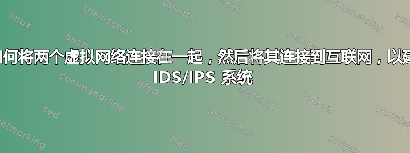 尝试弄清楚如何将两个虚拟网络连接在一起，然后将其连接到互联网，以建立虚拟内联 IDS/IPS 系统