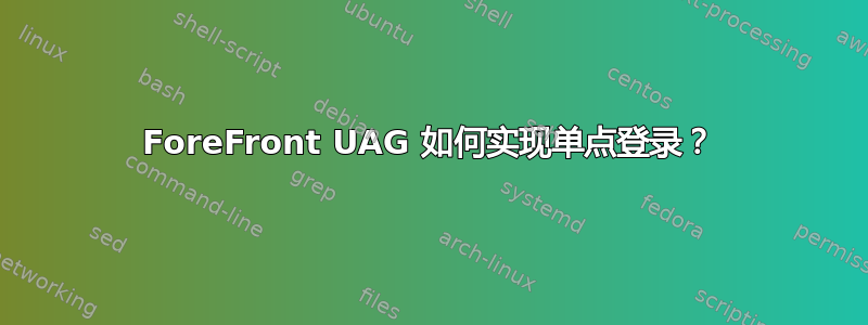 ForeFront UAG 如何实现单点登录？