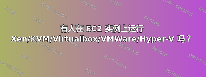 有人在 EC2 实例上运行 Xen/KVM/Virtualbox/VMWare/Hyper-V 吗？