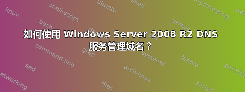 如何使用 Windows Server 2008 R2 DNS 服务管理域名？