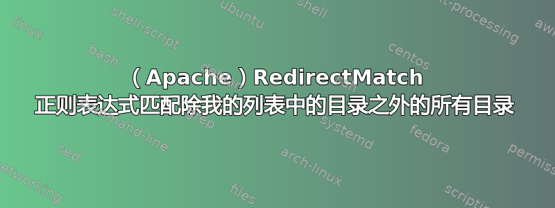 （Apache）RedirectMatch 正则表达式匹配除我的列表中的目录之外的所有目录