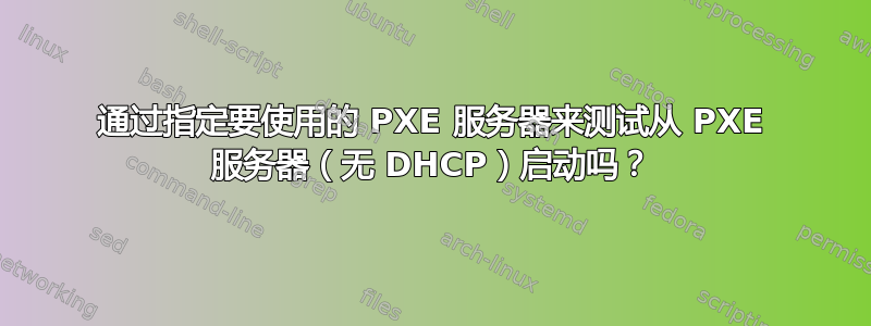 通过指定要使用的 PXE 服务器来测试从 PXE 服务器（无 DHCP）启动吗？