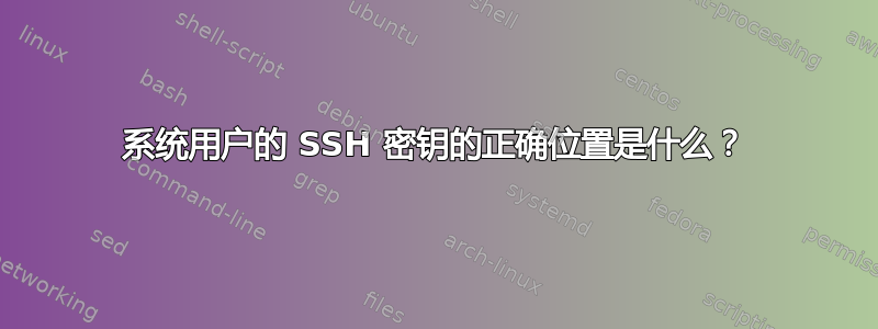 系统用户的 SSH 密钥的正确位置是什么？