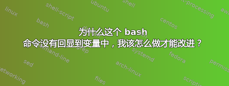 为什么这个 bash 命令没有回显到变量中，我该怎么做才能改进？