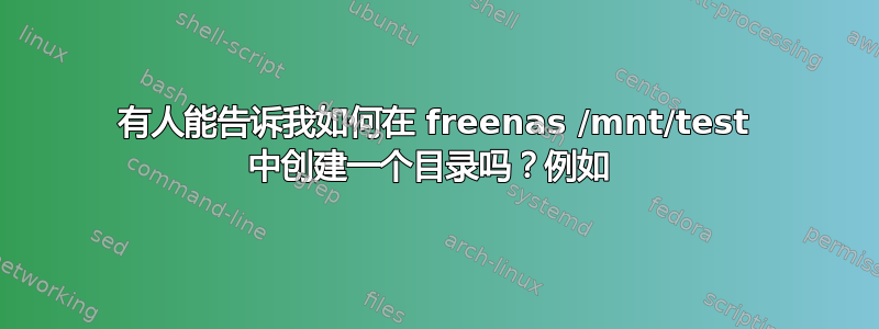 有人能告诉我如何在 freenas /mnt/test 中创建一个目录吗？例如 