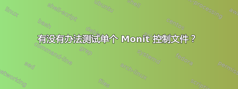 有没有办法测试单个 Monit 控制文件？