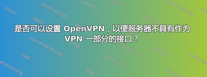 是否可以设置 OpenVPN，以便服务器不具有作为 VPN 一部分的接口？