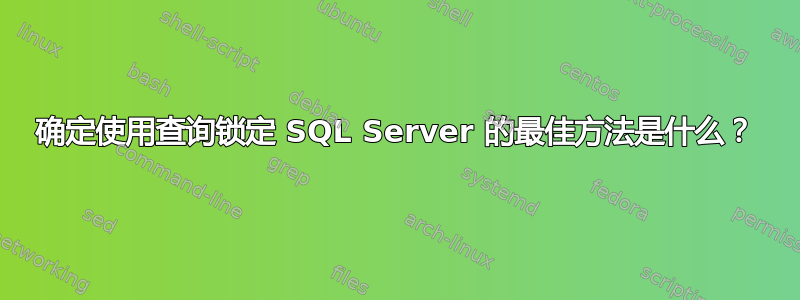 确定使用查询锁定 SQL Server 的最佳方法是什么？