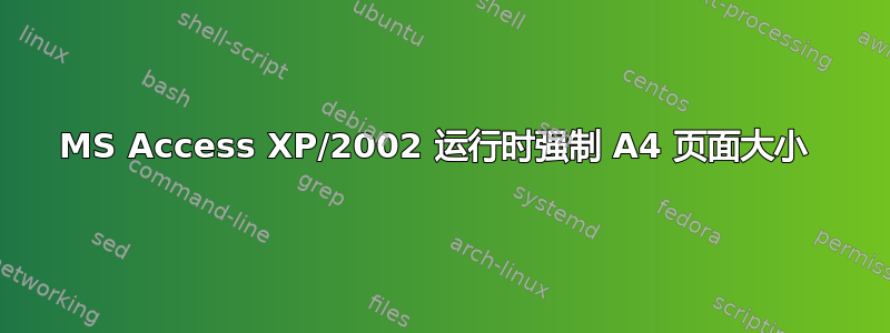 MS Access XP/2002 运行时强制 A4 页面大小 