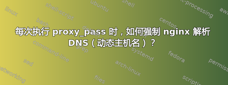 每次执行 proxy_pass 时，如何强制 nginx 解析 DNS（动态主机名）？