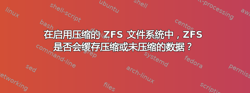 在启用压缩的 ZFS 文件系统中，ZFS 是否会缓存压缩或未压缩的数据？