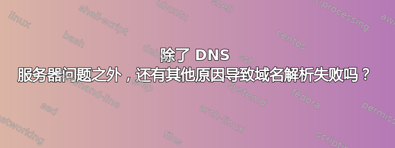 除了 DNS 服务器问题之外，还有其他原因导致域名解析失败吗？