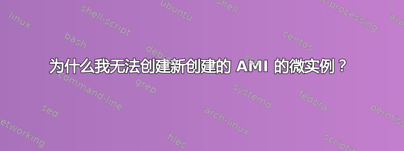 为什么我无法创建新创建的 AMI 的微实例？