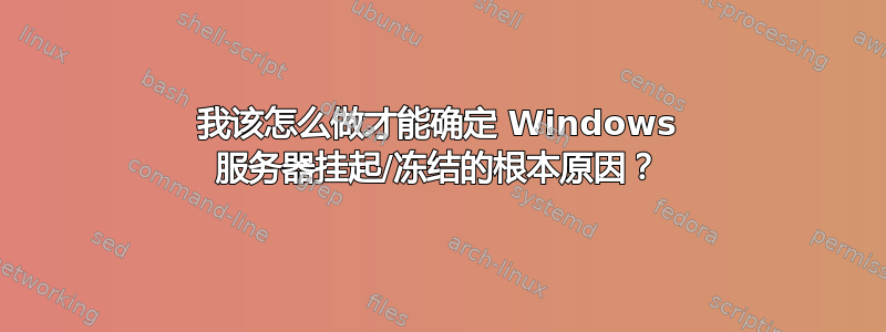 我该怎么做才能确定 Windows 服务器挂起/冻结的根本原因？