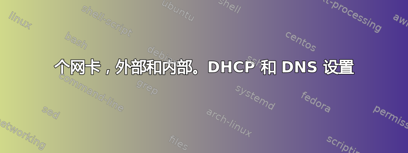 2 个网卡，外部和内部。DHCP 和 DNS 设置