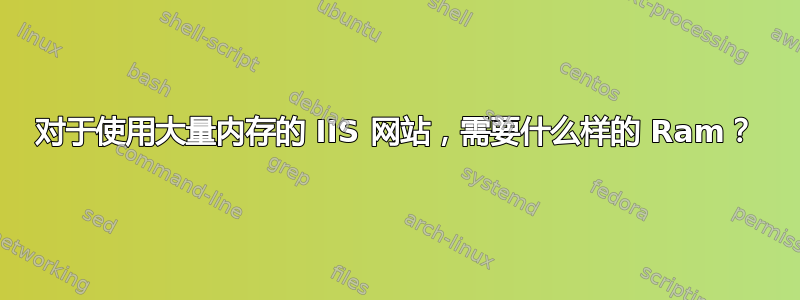 对于使用大量内存的 IIS 网站，需要什么样的 Ram？