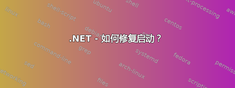 .NET - 如何修复启动？