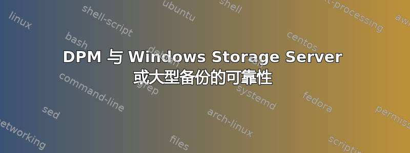 DPM 与 Windows Storage Server 或大型备份的可靠性