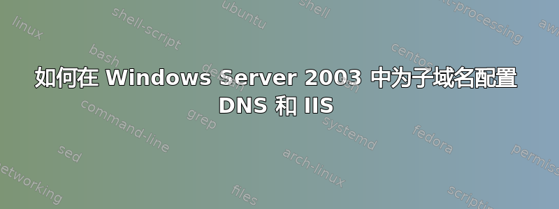 如何在 Windows Server 2003 中为子域名配置 DNS 和 IIS