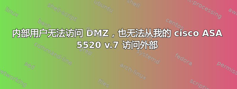 内部用户无法访问 DMZ，也无法从我的 cisco ASA 5520 v.7 访问外部