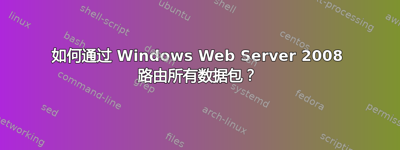 如何通过 Windows Web Server 2008 路由所有数据包？