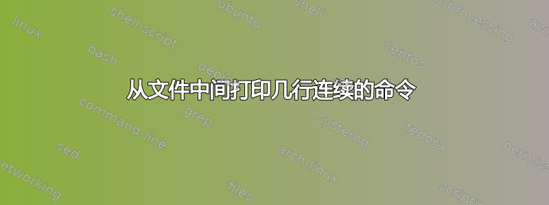 从文件中间打印几行连续的命令