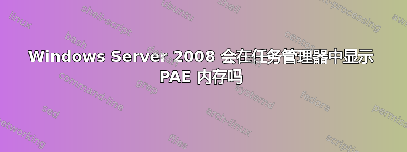 Windows Server 2008 会在任务管理器中显示 PAE 内存吗