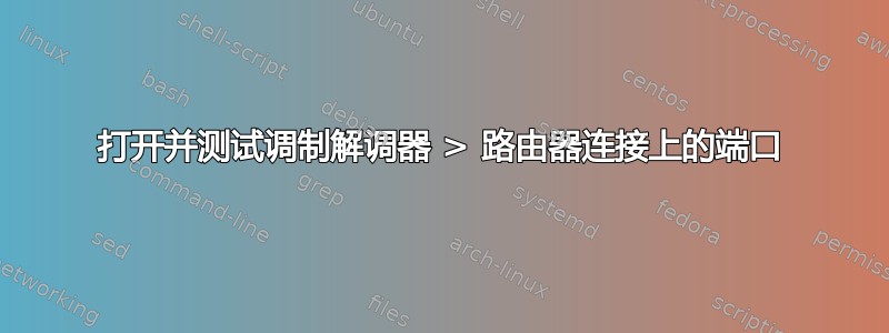 打开并测试调制解调器 > 路由器连接上的端口