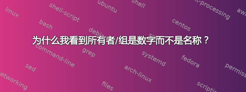 为什么我看到所有者/组是数字而不是名称？