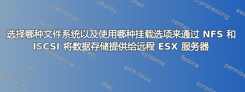 选择哪种文件系统以及使用哪种挂载选项来通过 NFS 和 ISCSI 将数据存储提供给远程 ESX 服务器