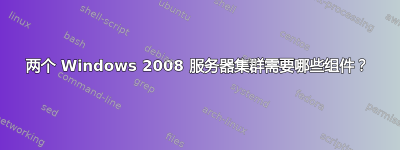 两个 Windows 2008 服务器集群需要哪些组件？