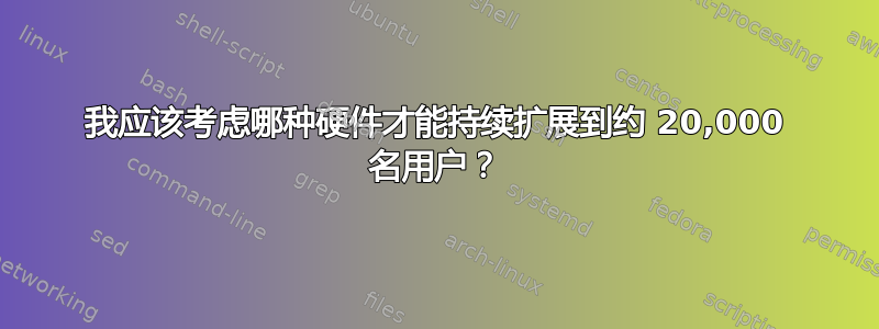 我应该考虑哪种硬件才能持续扩展到约 20,000 名用户？