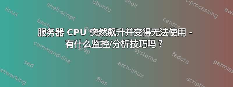 服务器 CPU 突然飙升并变得无法使用 - 有什么监控/分析技巧吗？