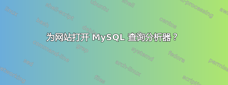 为网站打开 MySQL 查询分析器？