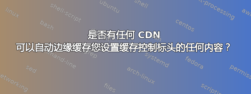 是否有任何 CDN 可以自动边缘缓存您设置缓存控制标头的任何内容？