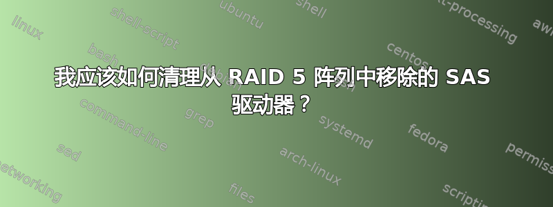 我应该如何清理从 RAID 5 阵列中移除的 SAS 驱动器？