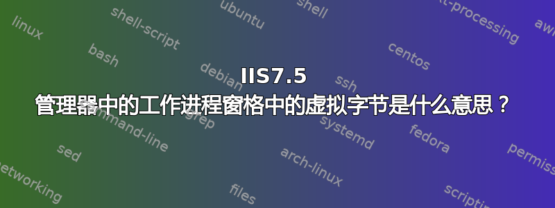 IIS7.5 管理器中的工作进程窗格中的虚拟字节是什么意思？