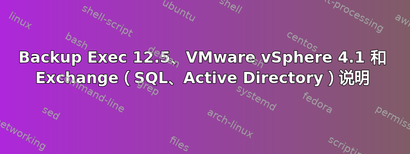 Backup Exec 12.5、VMware vSphere 4.1 和 Exchange（SQL、Active Directory）说明