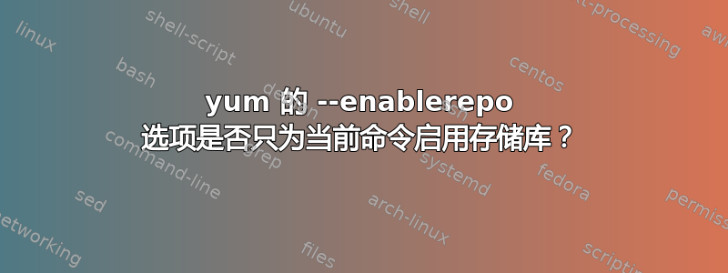 yum 的 --enablerepo 选项是否只为当前命令启用存储库？