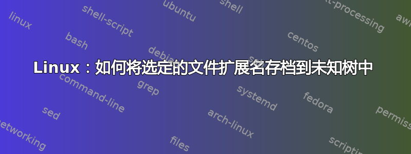 Linux：如何将选定的文件扩展名存档到未知树中