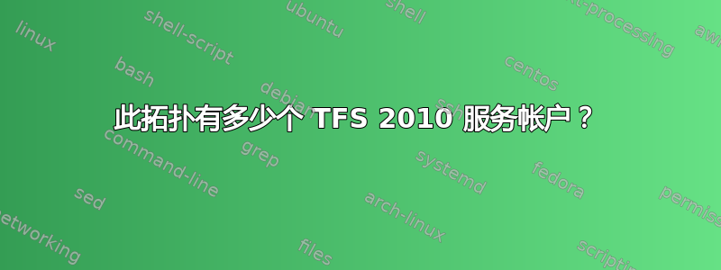 此拓扑有多少个 TFS 2010 服务帐户？