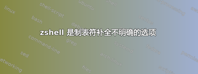 zshell 是制表符补全不明确的选项