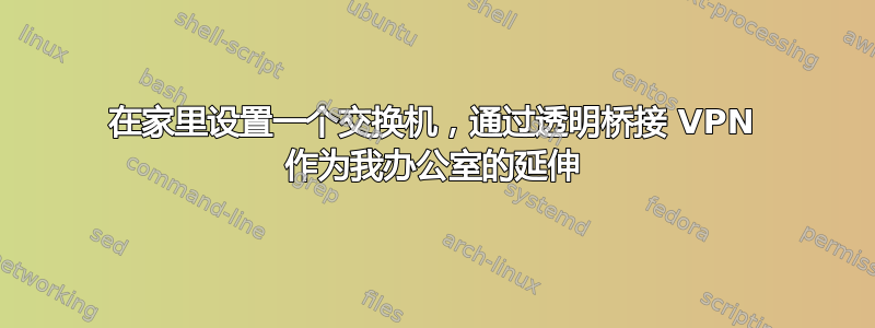 在家里设置一个交换机，通过透明桥接 VPN 作为我办公室的延伸