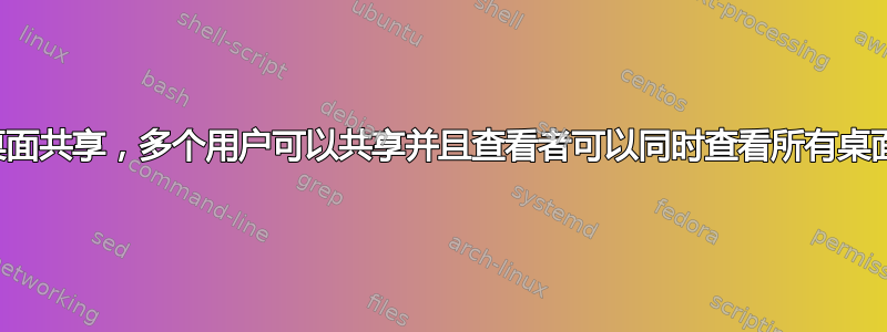 桌面共享，多个用户可以共享并且查看者可以同时查看所有桌面