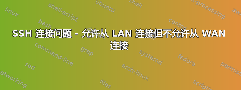 SSH 连接问题 - 允许从 LAN 连接但不允许从 WAN 连接