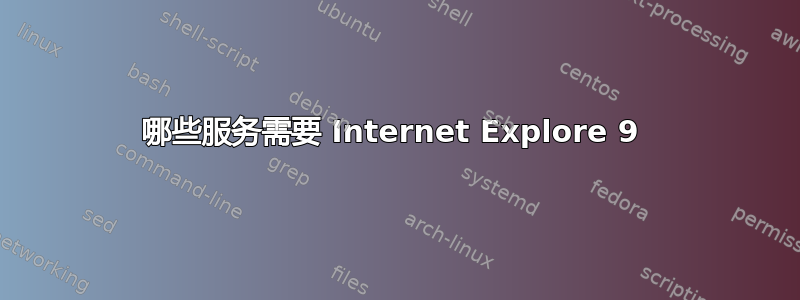 哪些服务需要 Internet Explore 9 