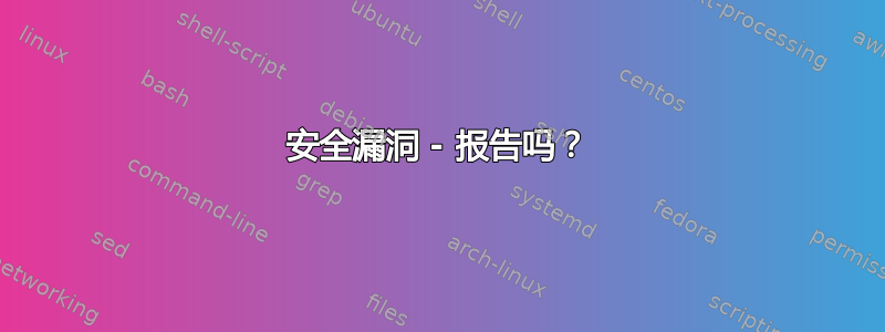 安全漏洞 - 报告吗？