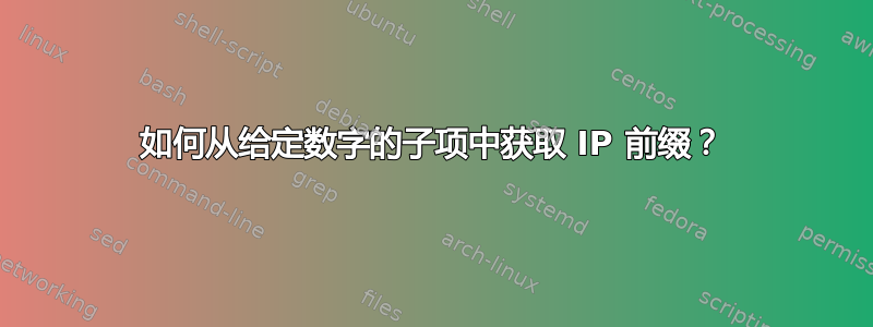 如何从给定数字的子项中获取 IP 前缀？