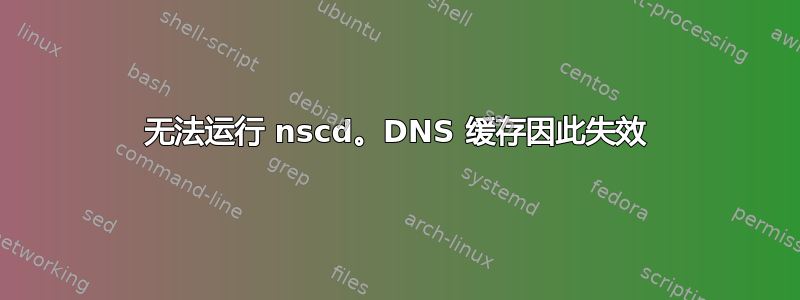 无法运行 nscd。DNS 缓存因此失效